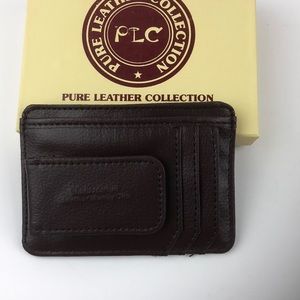 Brown leather money clip